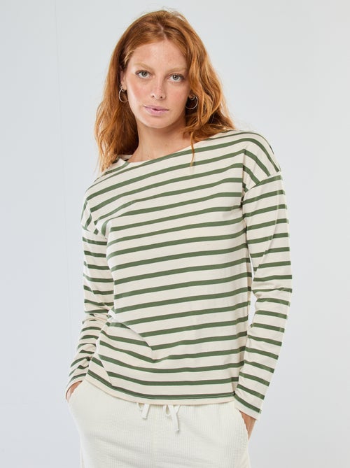 T-shirt en jersey à manches longues à motif rayé - Kiabi