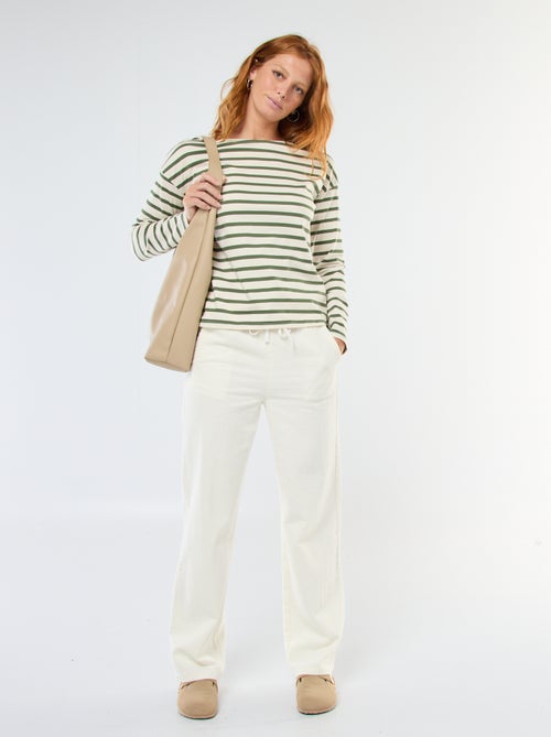 T-shirt en jersey à manches longues à motif rayé - Kiabi