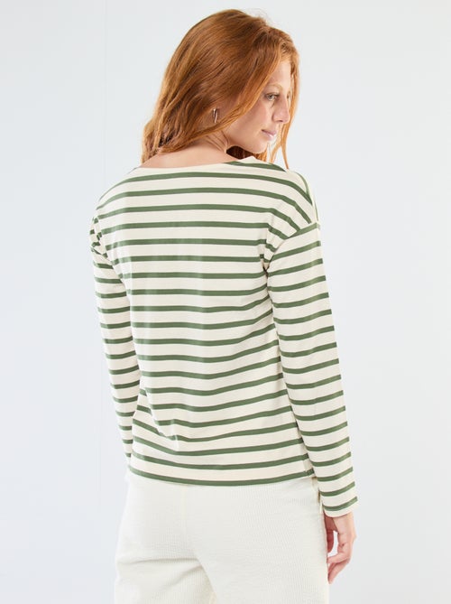T-shirt en jersey à manches longues à motif rayé - Kiabi