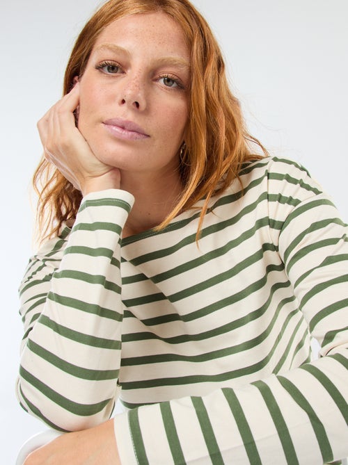 T-shirt en jersey à manches longues à motif rayé - Kiabi