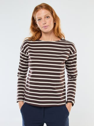 T-shirt en jersey à manches longues à motif rayé