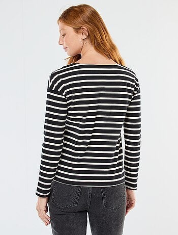 T-shirt en jersey à manches longues à motif rayé