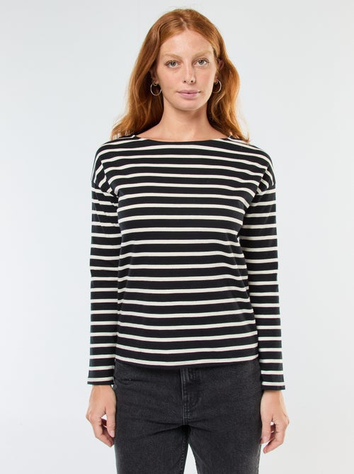 T-shirt en jersey à manches longues à motif rayé - Kiabi