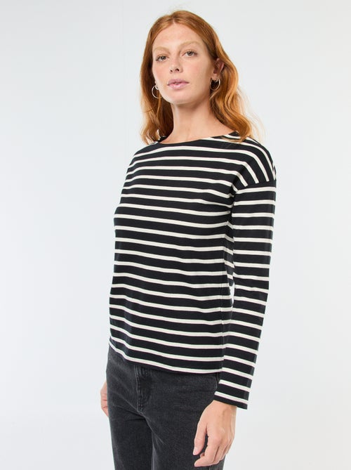 T-shirt en jersey à manches longues à motif rayé - Kiabi