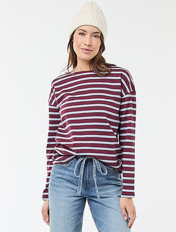 T-shirt en jersey à manches longues à motif rayé