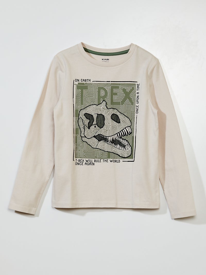 T-shirt en jersey à manches longues Beige - Kiabi