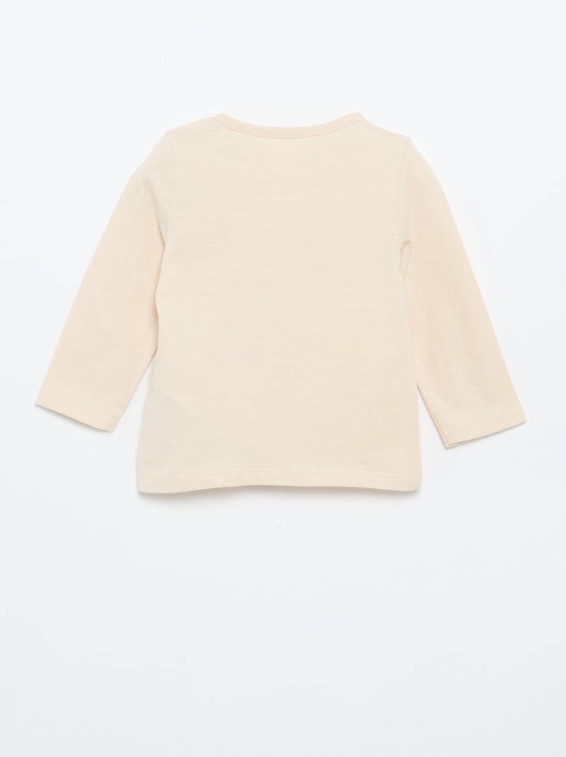 T-shirt en jersey à manches longues Beige - Kiabi