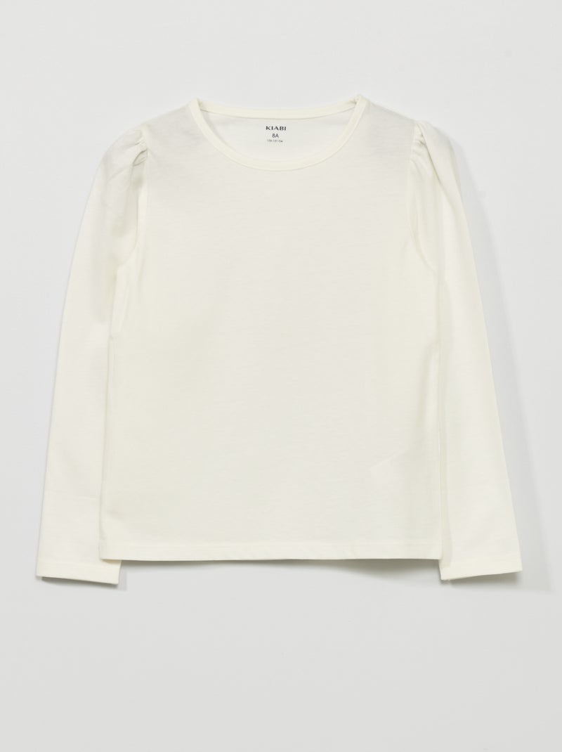 T-shirt en jersey à manches longues blanc - Kiabi