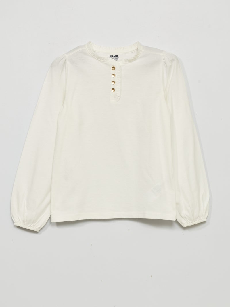 T-shirt en jersey à manches longues blanc - Kiabi