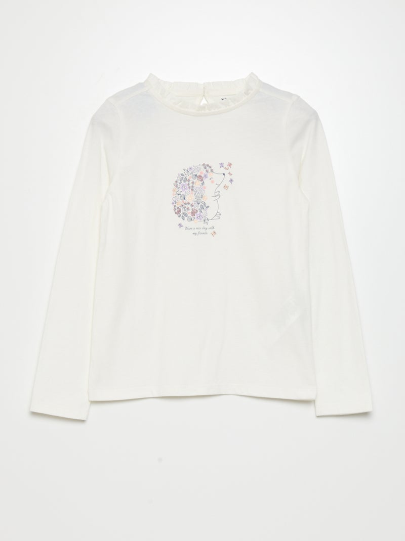 T-shirt en jersey à manches longues Blanc - Kiabi