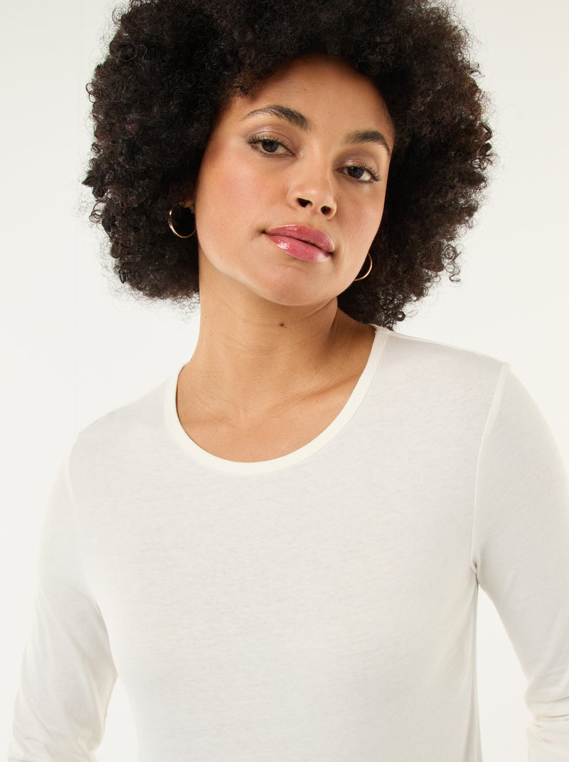 T-shirt en jersey à manches longues blanc - Kiabi