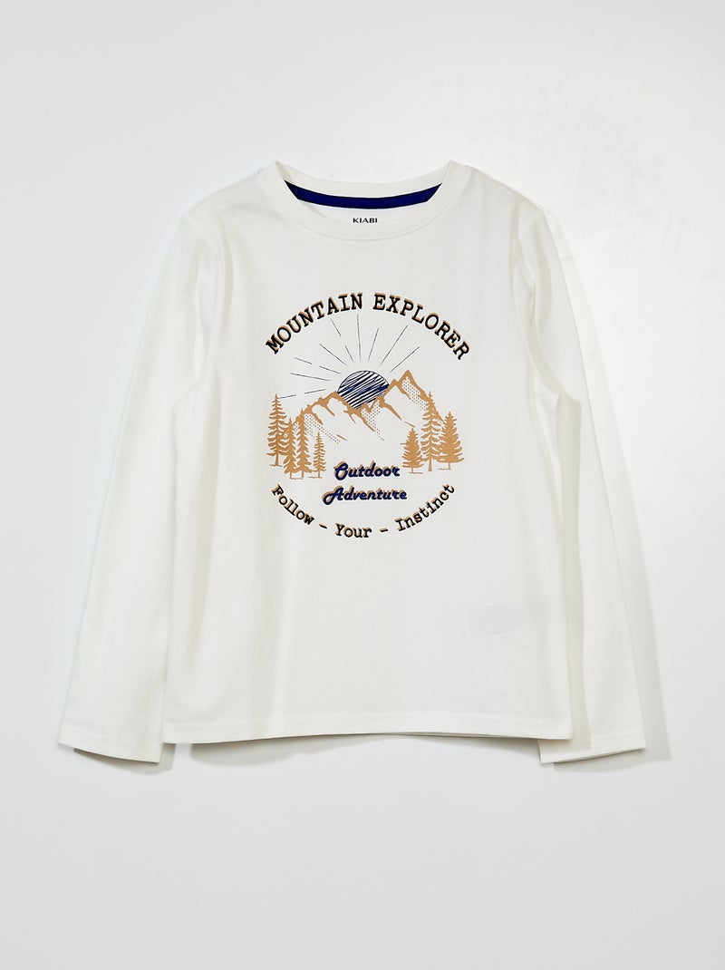 T-shirt en jersey à manches longues Blanc - Kiabi
