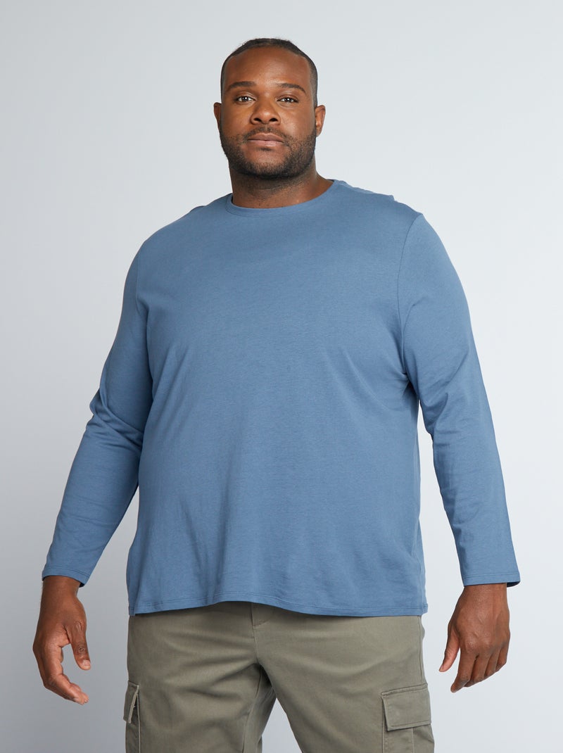 T-shirt en jersey à manches longues Bleu - Kiabi