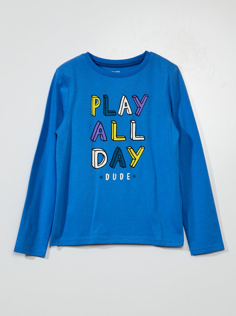 T-shirt en jersey à manches longues Bleu - Kiabi