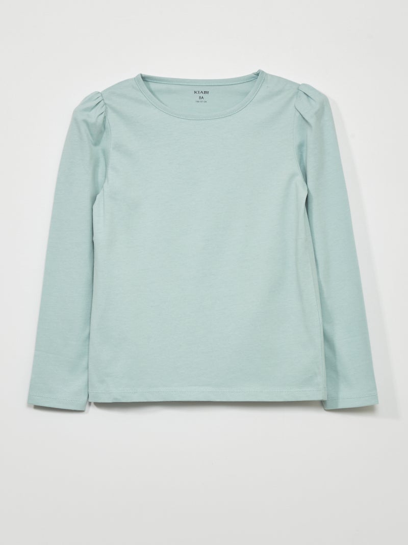 T-shirt en jersey à manches longues Bleu ciel - Kiabi