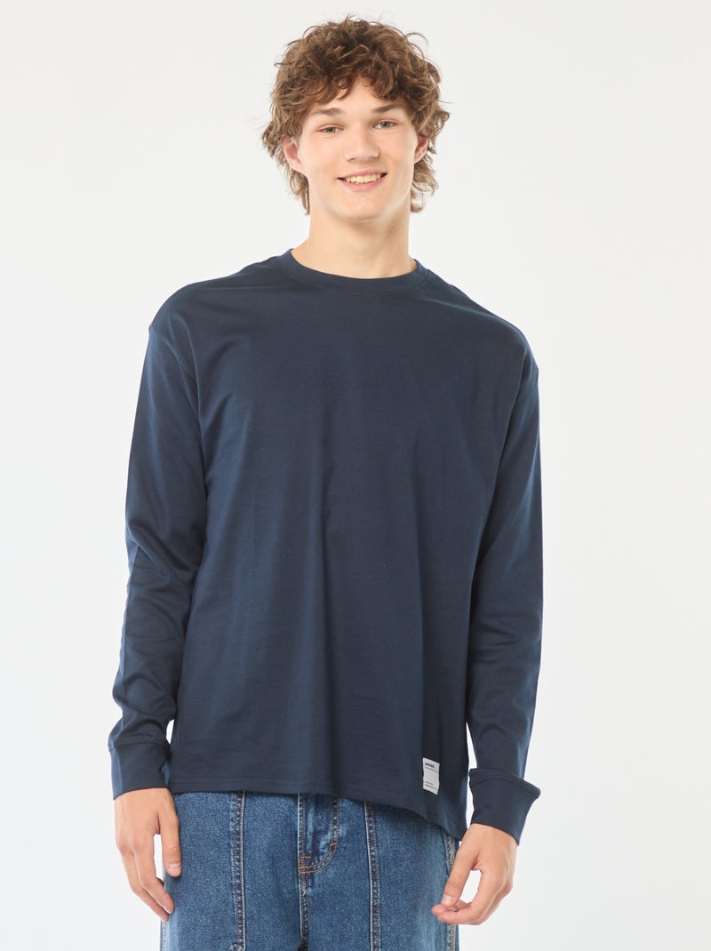 T-shirt en jersey à manches longues Bleu - Kiabi