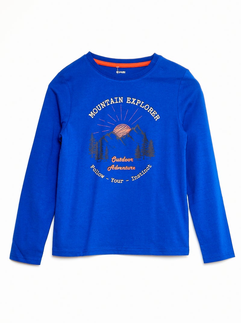 T-shirt en jersey à manches longues Bleu foncé - Kiabi