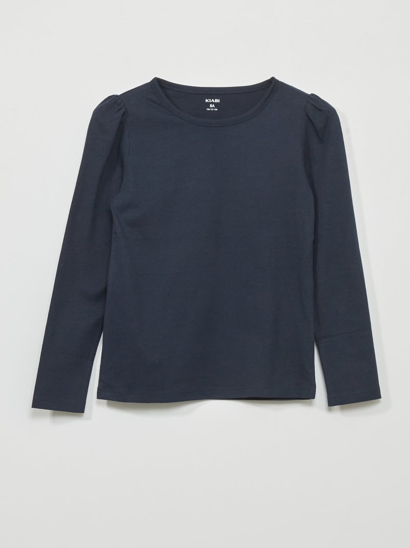T-shirt en jersey à manches longues bleu marine - Kiabi