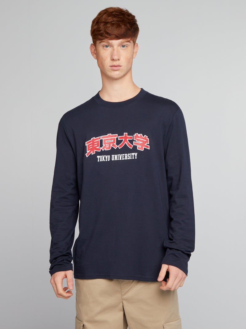 T-shirt en jersey à manches longues Bleu marine - Kiabi
