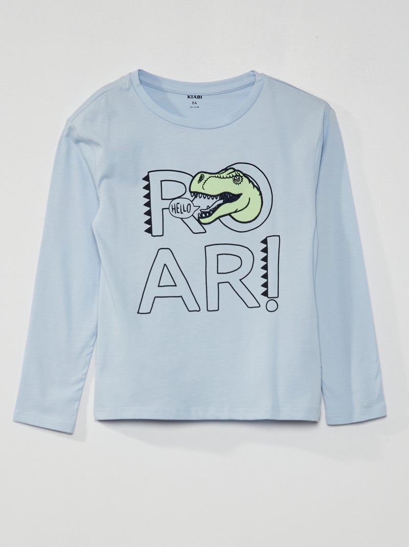 T-shirt en jersey à manches longues Bleu - Kiabi