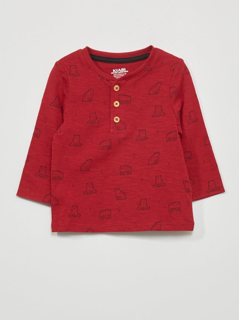 T-shirt en jersey à manches longues Bordeaux - Kiabi