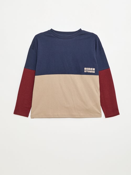 T-shirt en jersey à manches longues effet colorblock - Kiabi