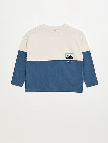 T-shirt en jersey à manches longues effet colorblock