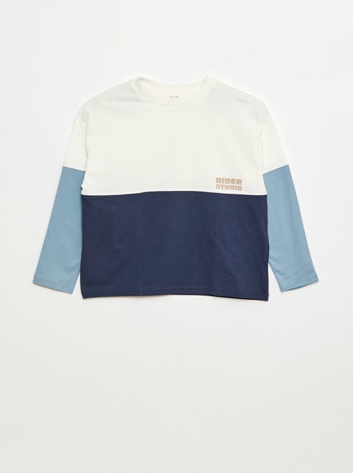 T-shirt en jersey à manches longues effet colorblock - Kiabi