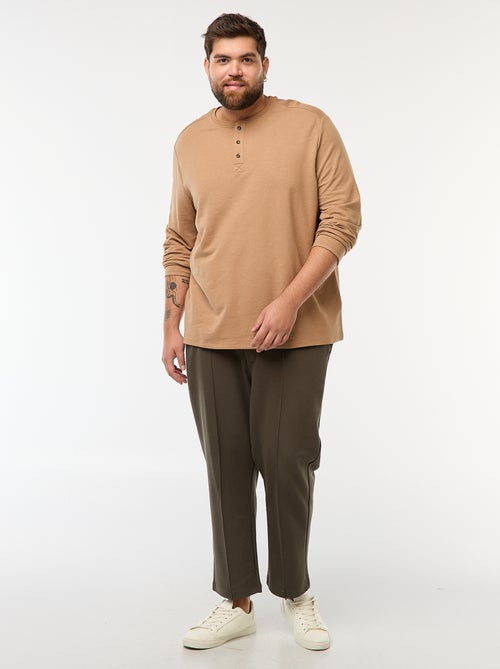 T-shirt en jersey à manches longues et col tunisien - Kiabi