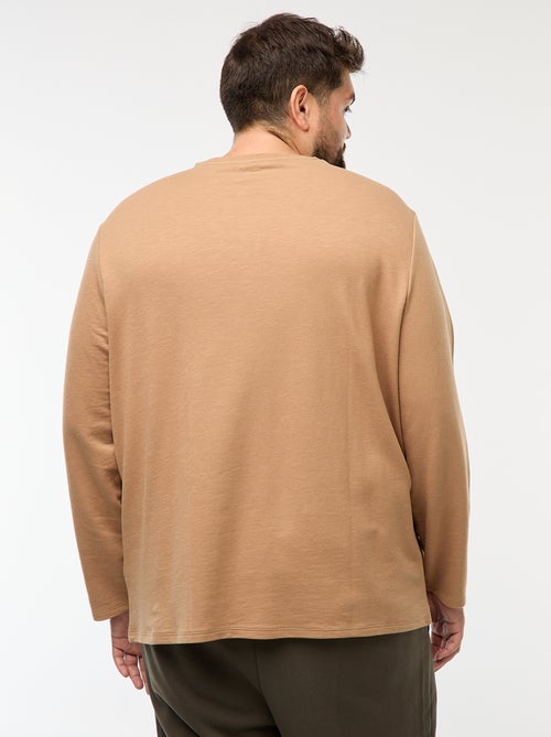 T-shirt en jersey à manches longues et col tunisien - Kiabi