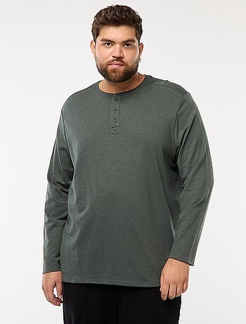 T-shirt en jersey à manches longues et col tunisien