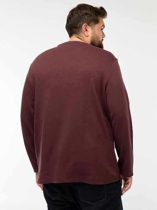 T-shirt en jersey à manches longues et col tunisien - Kiabi