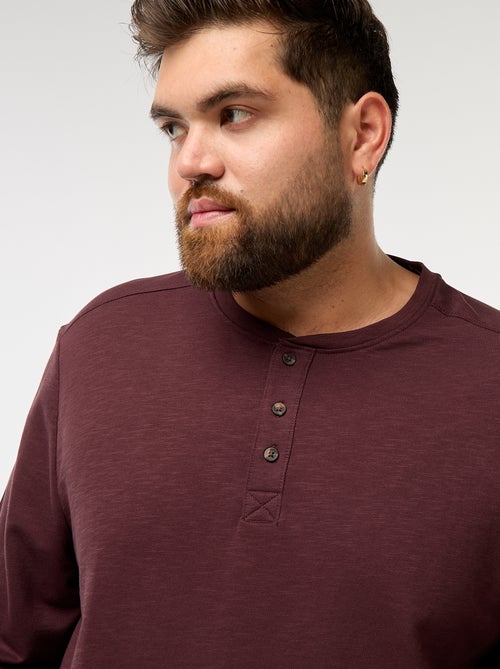 T-shirt en jersey à manches longues et col tunisien - Kiabi