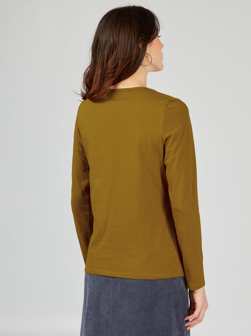 T-shirt Manches Longues Sucre D'Orge Vert Moutarde - Taille 5 Ans (110 Cm) Fille - Occasion Très Bon état