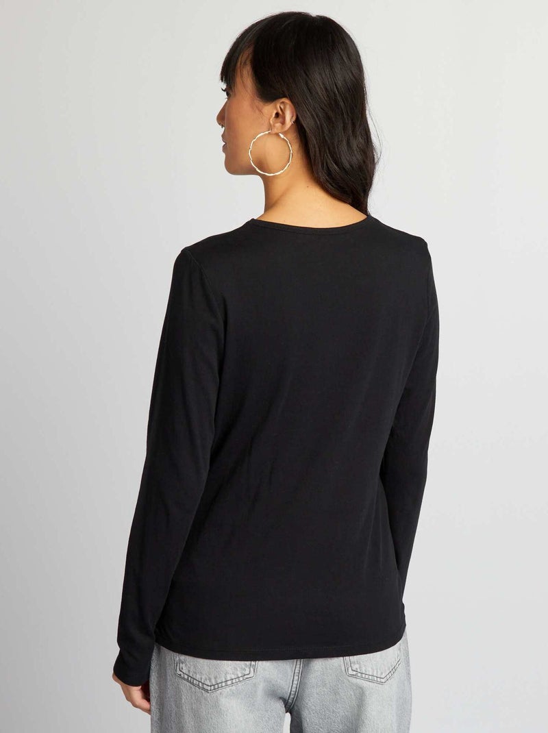 T-shirt en jersey à manches longues noir - Kiabi
