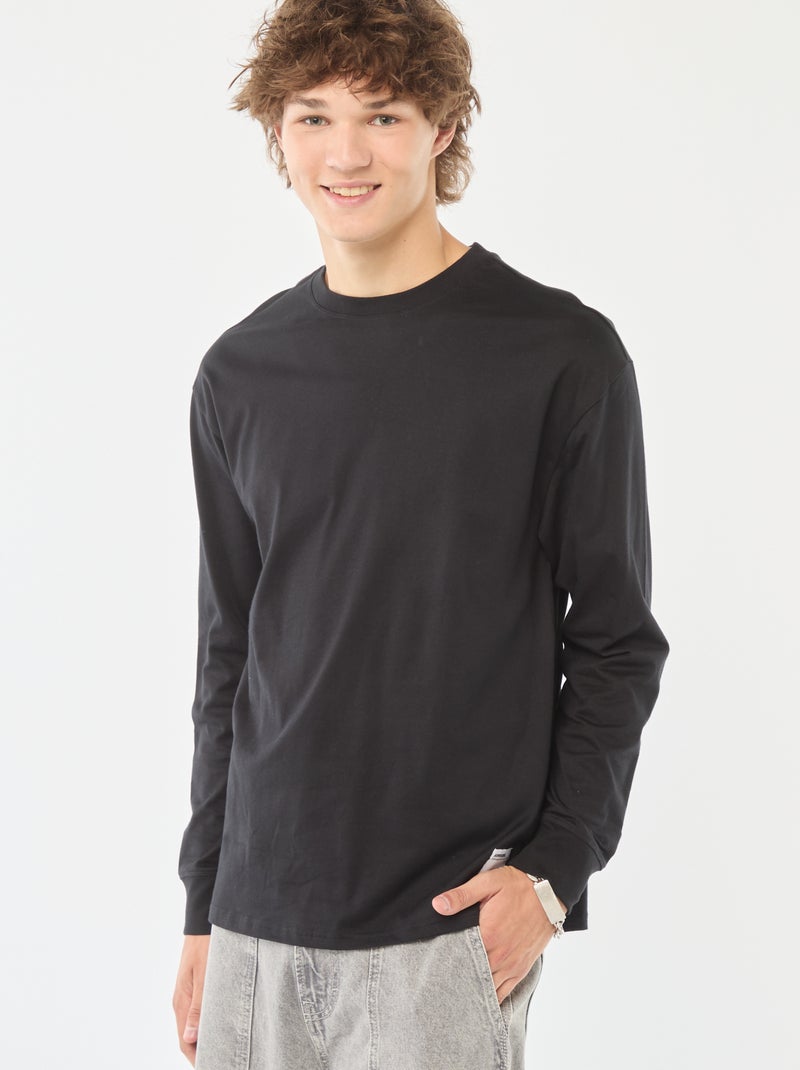 T-shirt en jersey à manches longues Noir - Kiabi