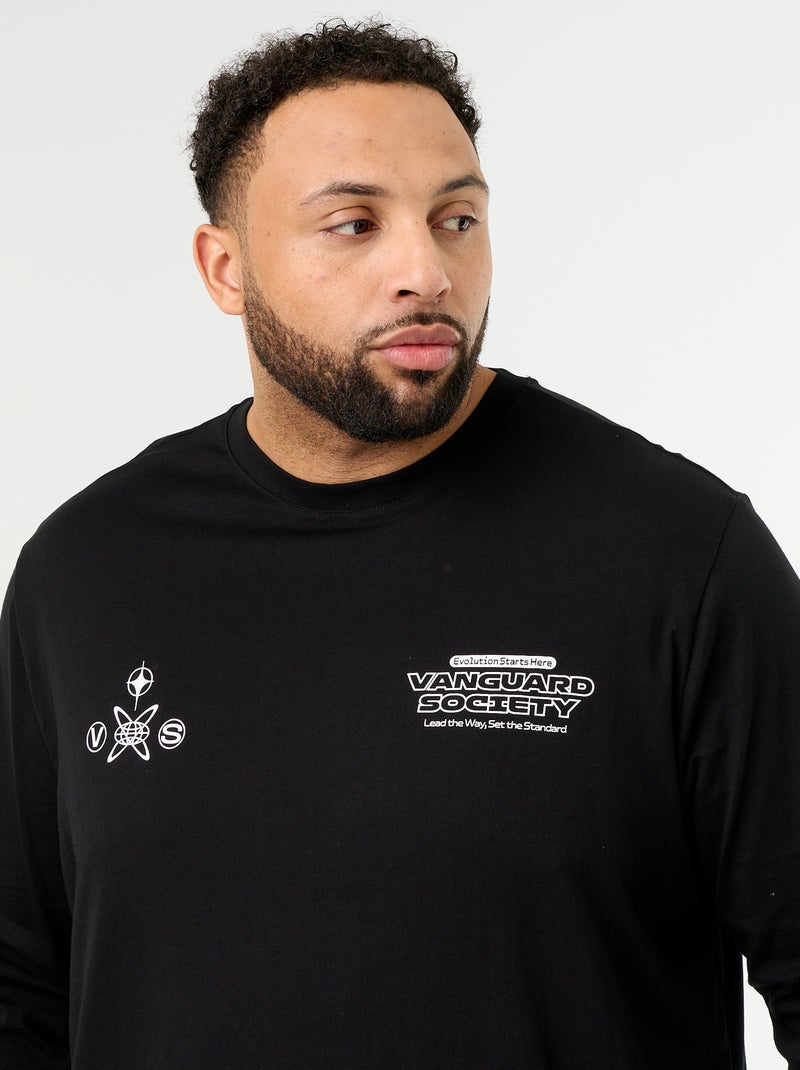T-shirt en jersey à manches longues Noir - Kiabi