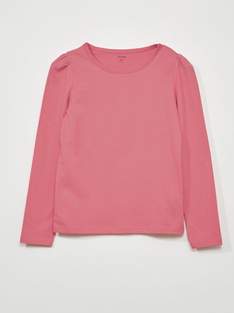 T-shirt en jersey à manches longues Rose foncé - Kiabi