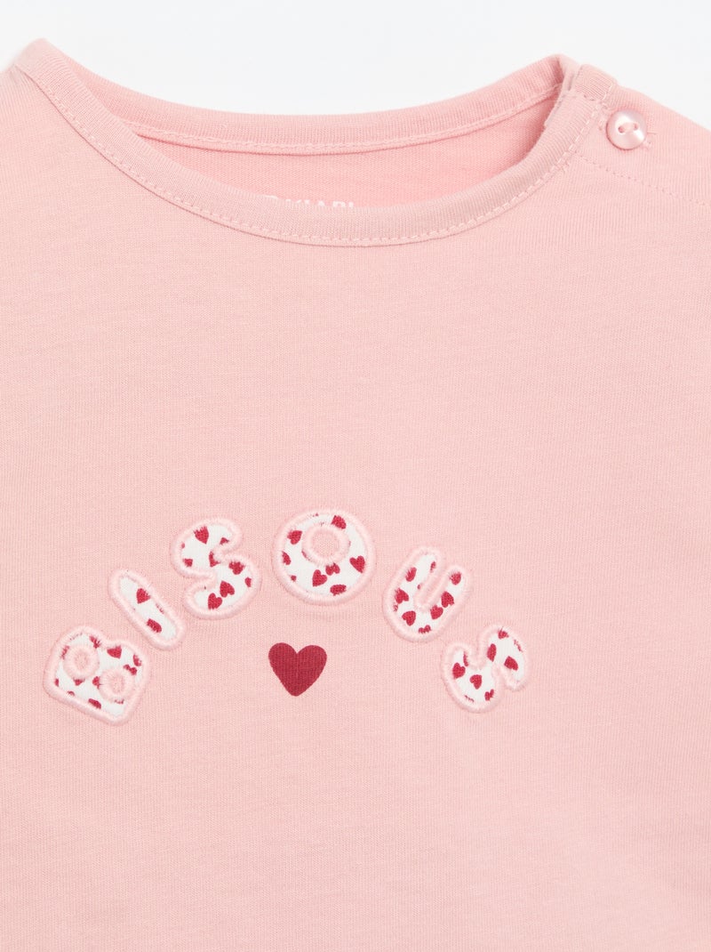 T-shirt en jersey à manches longues Rose - Kiabi