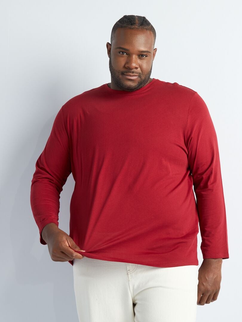 T-shirt en jersey à manches longues Rouge - Kiabi