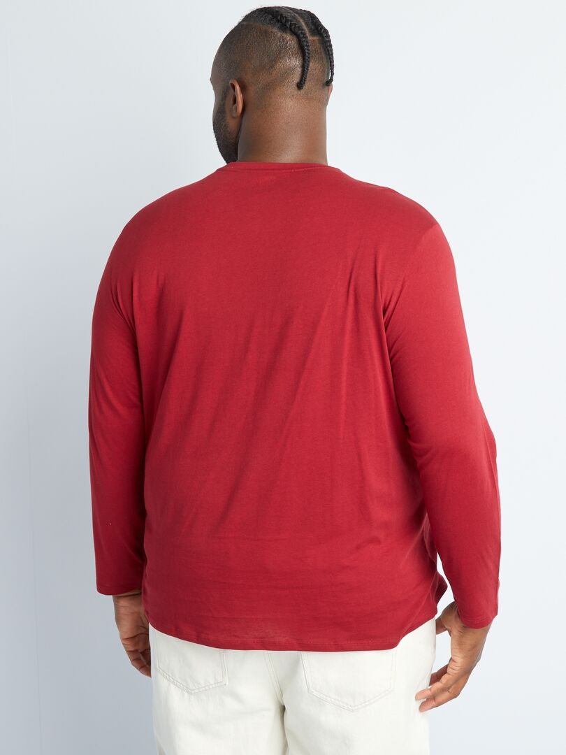 T-shirt en jersey à manches longues Rouge - Kiabi