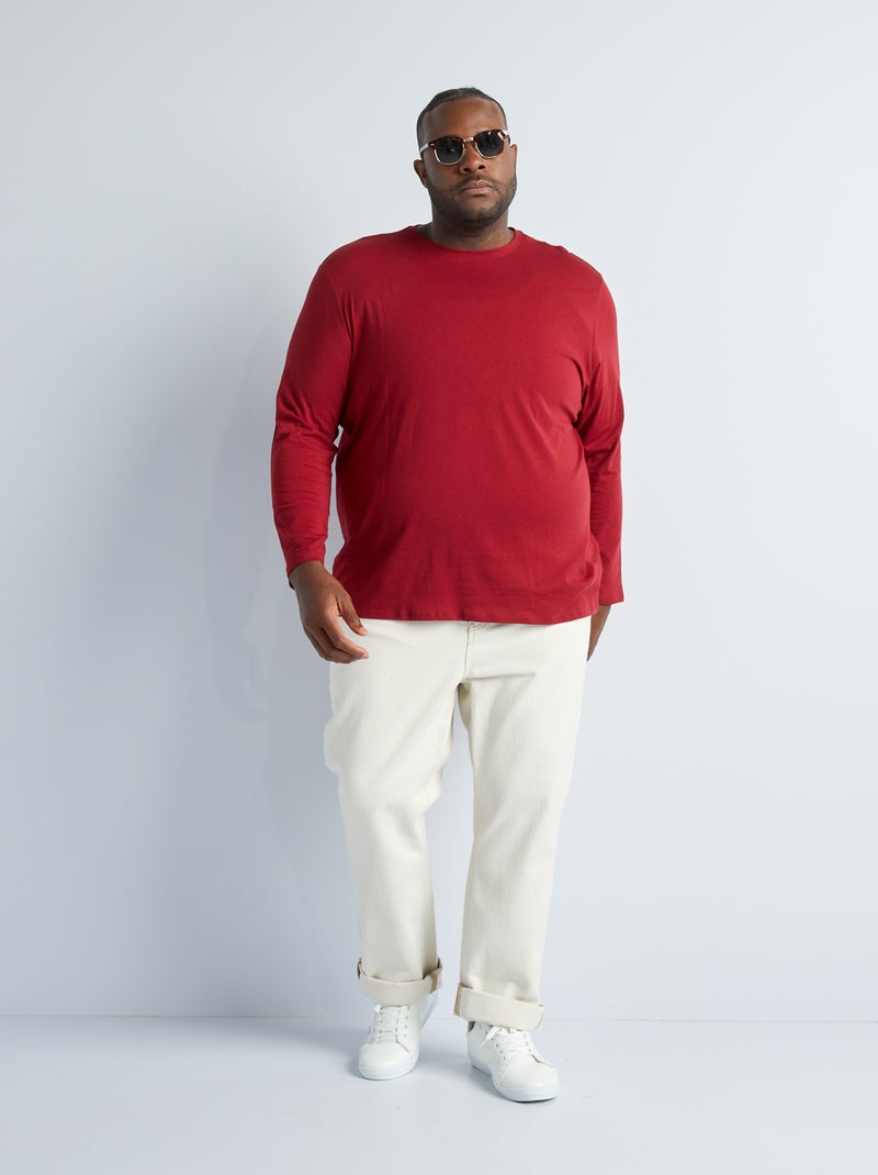 T-shirt en jersey à manches longues Rouge - Kiabi