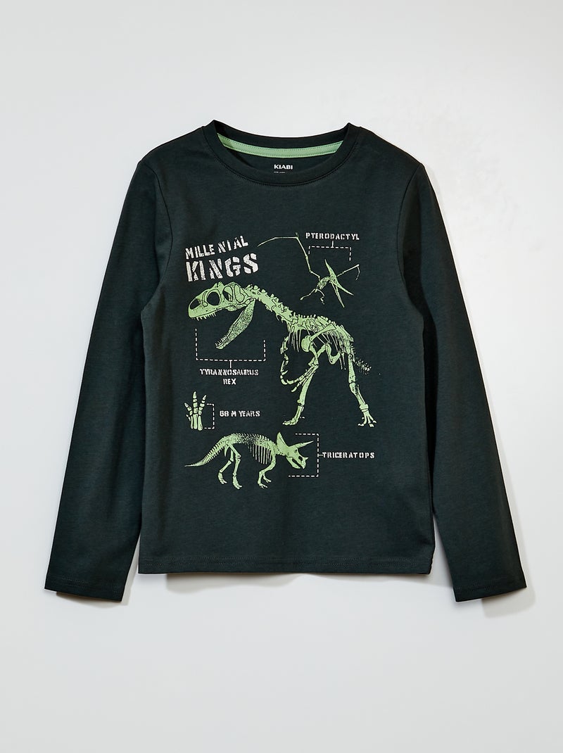 T-shirt en jersey à manches longues Vert - Kiabi