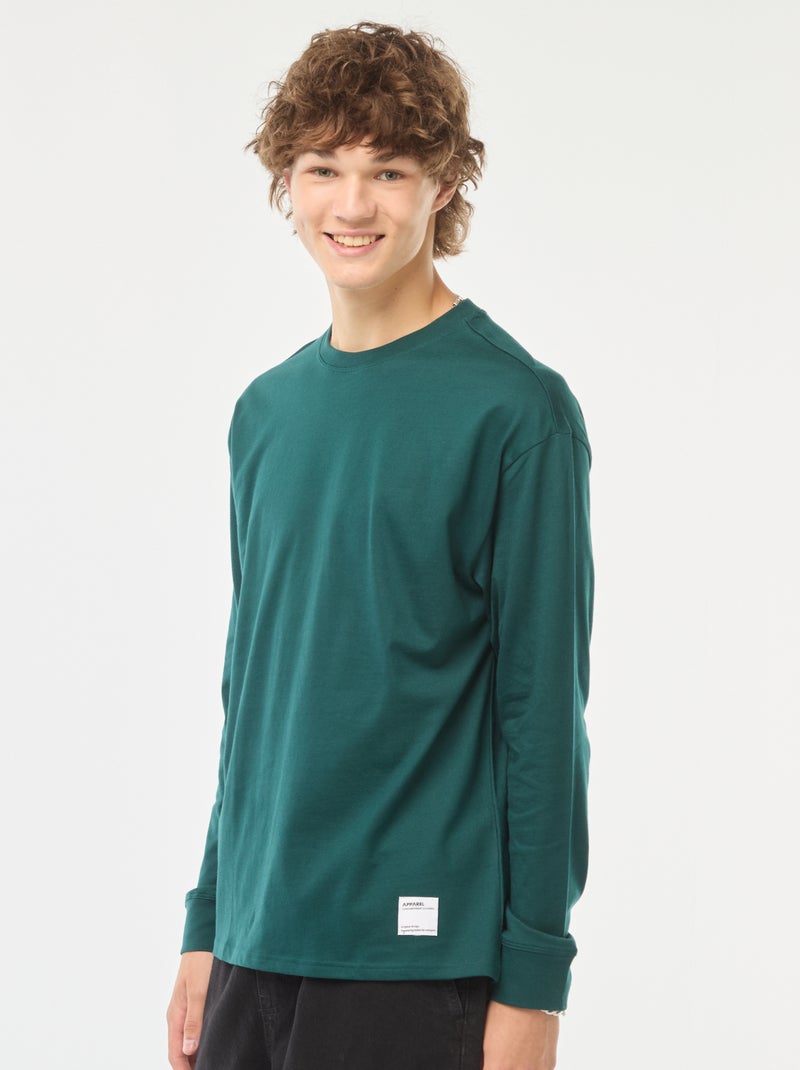 T-shirt en jersey à manches longues Vert - Kiabi