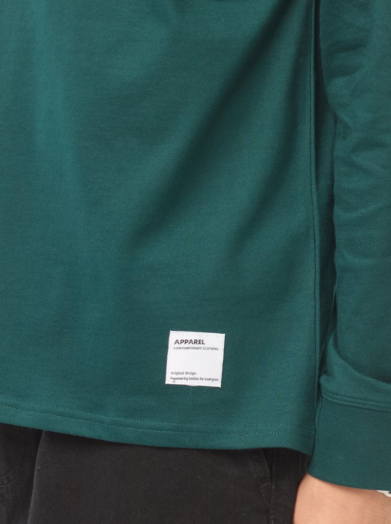 T-shirt en jersey à manches longues Vert - Kiabi