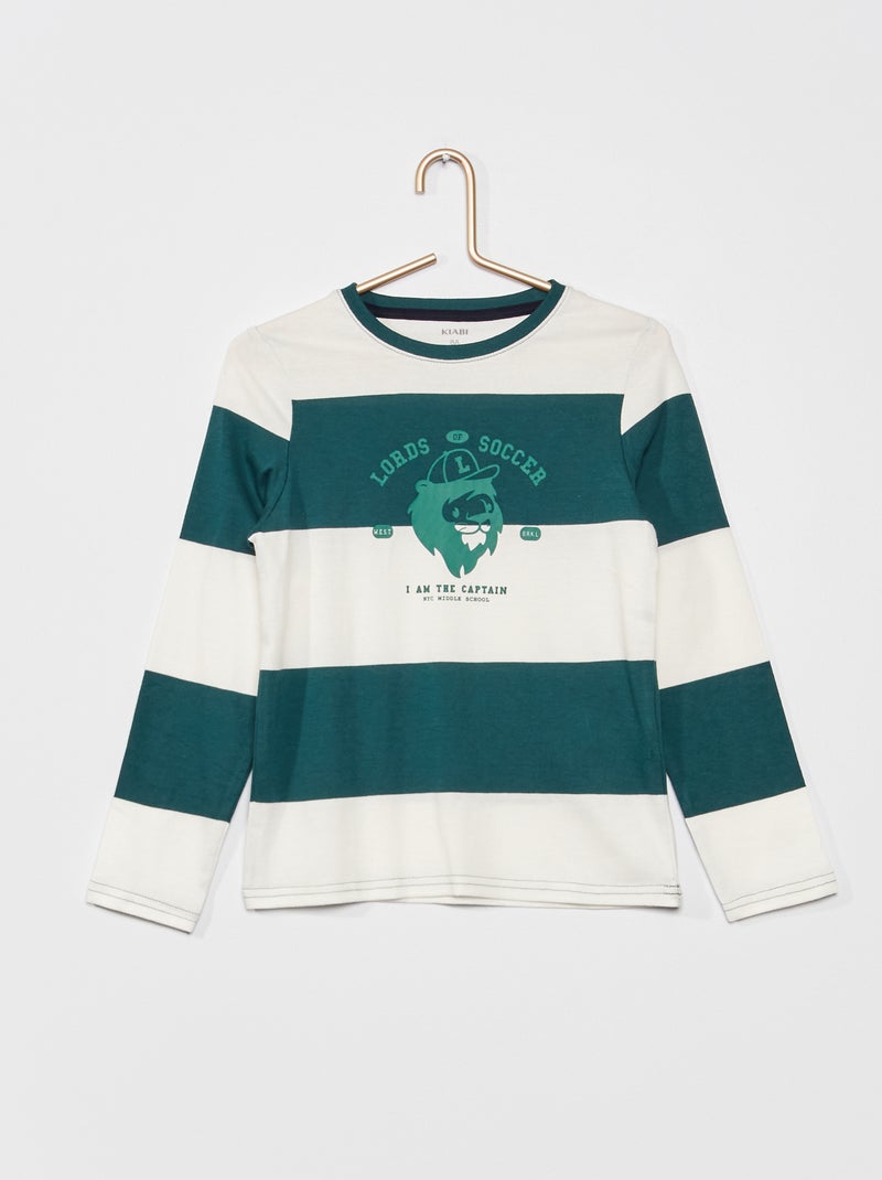 T-shirt en jersey à manches longues Vert 'lion' - Kiabi