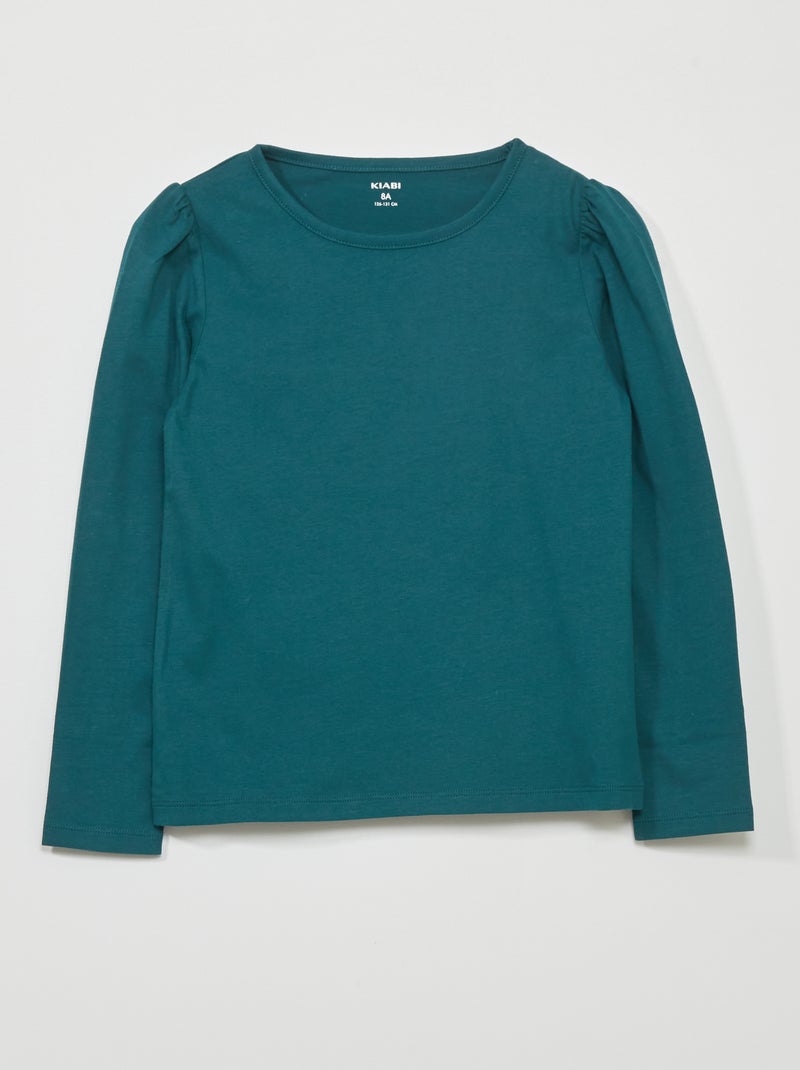 T-shirt en jersey à manches longues Vert sapin - Kiabi