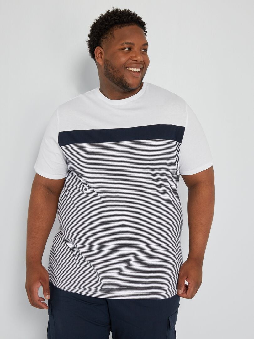 T-shirt en jersey à rayures blanc - Kiabi