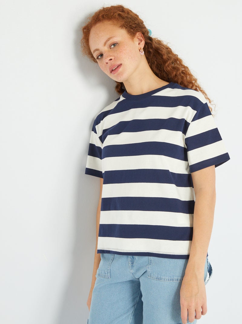 T-shirt en jersey à rayures Bleu marine - Kiabi