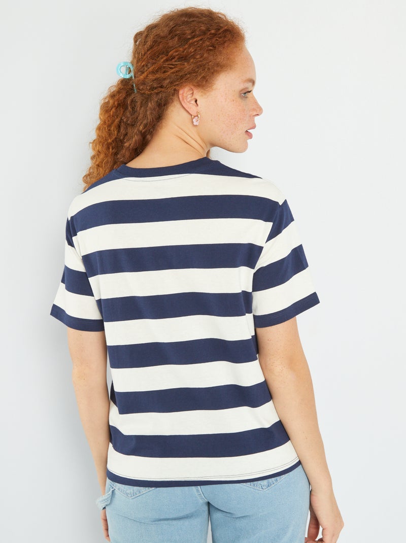 T-shirt en jersey à rayures Bleu marine - Kiabi